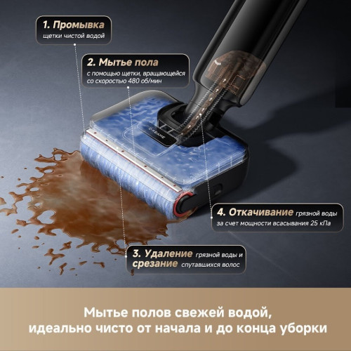 Вертикальный моющий пылесос Dreame G12 Wet and Dry Vacuum HHR32A (евровилка, черный)