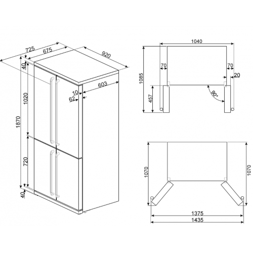 Четырёхдверный холодильник Smeg FQ960BL5