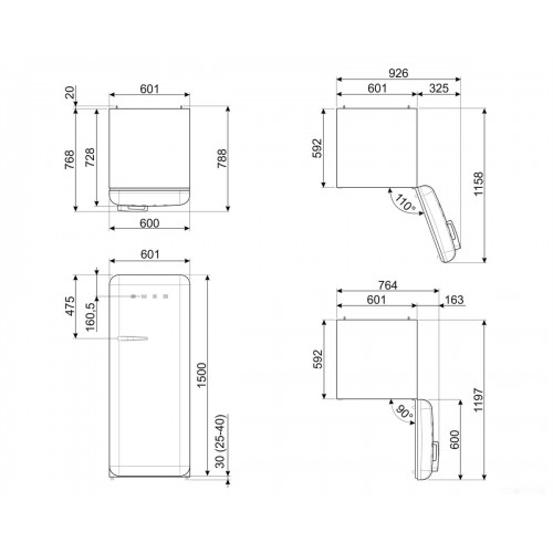 Однокамерный холодильник Smeg FAB28RDYVC5