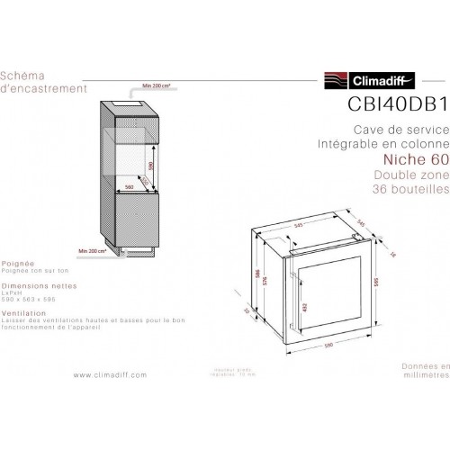 Винный шкаф Climadiff CBI40DB1
