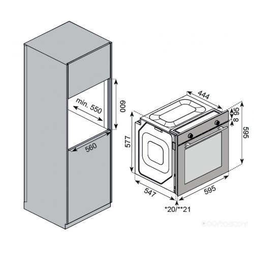 Духовой шкаф Monsher MOE 6026 Argent