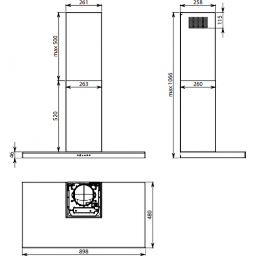Вытяжка Falmec Luce Design 90 800 м3/ч (черный)