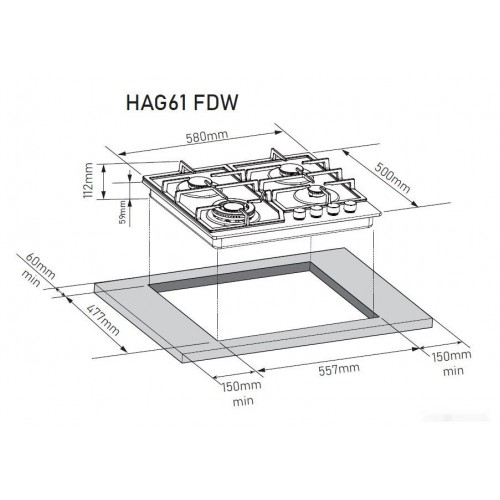 Варочная панель Zorg HAG61 FDW black