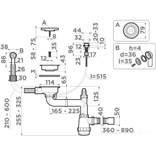Сифон Omoikiri WK-1-CL-R-A AB