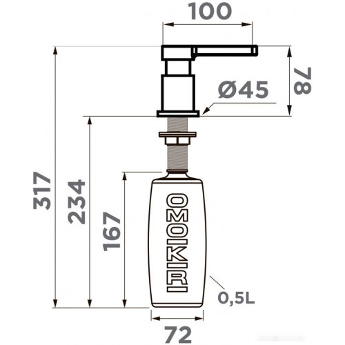 Дозатор для жидкого мыла Omoikiri OM-04 GM (вороненая сталь)