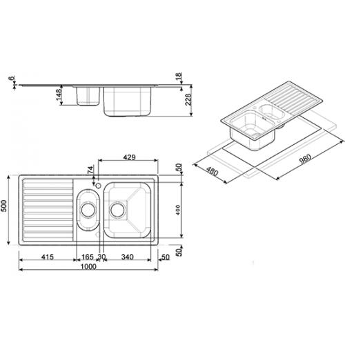 Кухонная мойка Smeg LLR102-2