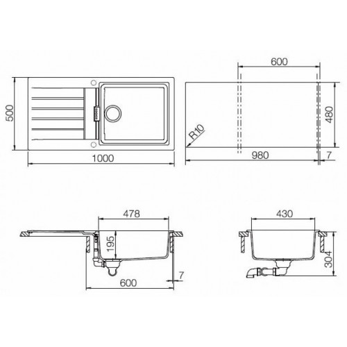 Кухонная мойка Schock Signus 60D (D-100 L) серебристый камень
