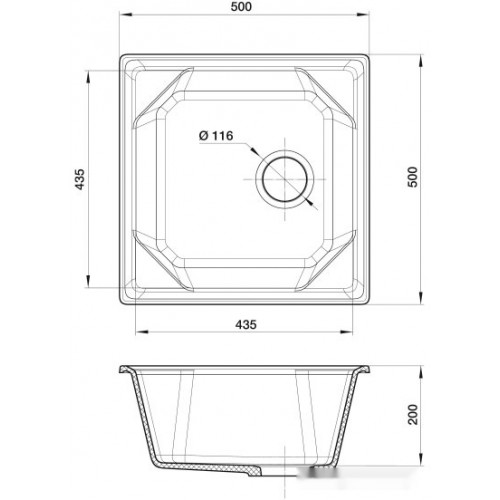 Кухонная мойка GranFest GF-U-500 (иней)