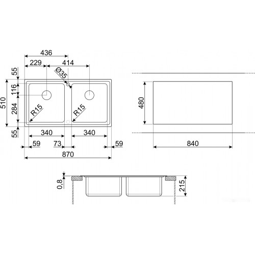 Кухонная мойка Smeg LFT862
