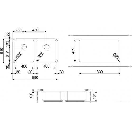 Кухонная мойка Smeg UM4545