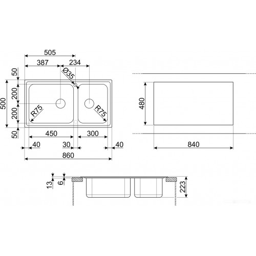 Кухонная мойка Smeg LGR862-2