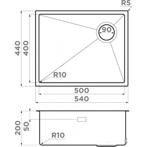 Кухонная мойка Omoikiri Taki 54-U/IF-IN Side нерж.сталь 4997034