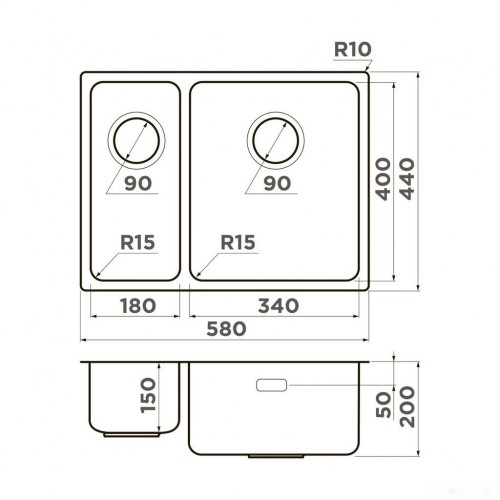 Кухонная мойка Omoikiri Tadzava 58-2-U/I-IN Ultra 15 IN-L нерж. 4997118