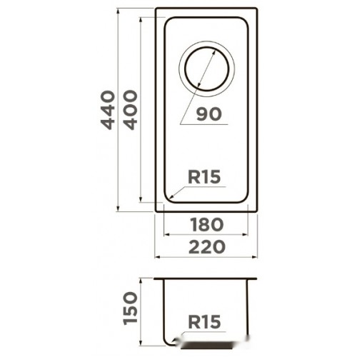 Кухонная мойка Omoikiri Tadzava 22-U/I Ultra 15 IN (нержавеющая сталь)