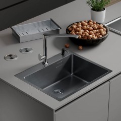Кухонная мойка Roxen Simple 560220-60B (набор с коландером и дозатором)