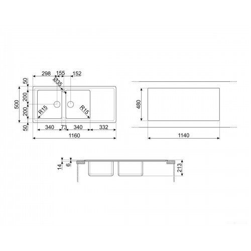 Кухонная мойка Smeg LDR116-2