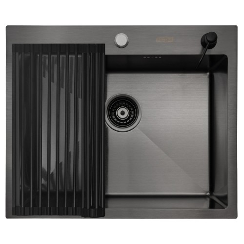 Кухонная мойка ARFEKA ECO AR 600*500 роллер-мат, дозатор BLACK +RM AR+DS AR