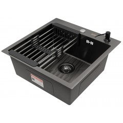Кухонная мойка ARFEKA ECO AR 600*500, коландер, дозатор BLACK +CL AR+DS AR