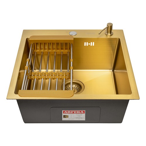 Кухонная мойка ARFEKA ECO AR 500*500, коландер, дозатор GOLD CL AR+DS AR