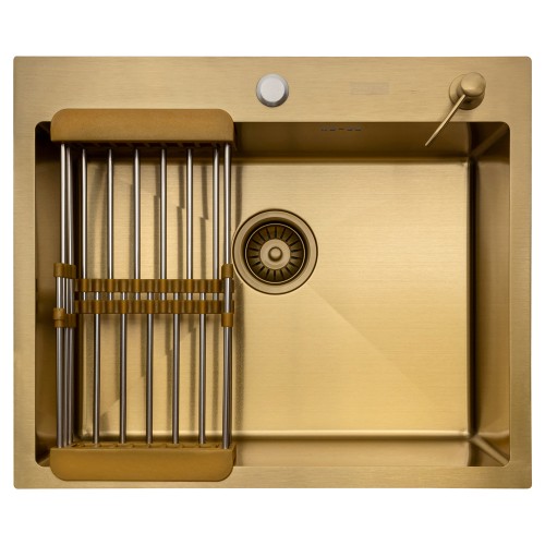 Кухонная мойка ARFEKA ECO AR 600*500, коландер, дозатор GOLD