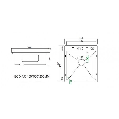 Кухонная мойка ARFEKA ECO AR 450*500 GOLD PVD NANO