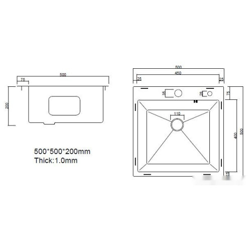 Кухонная мойка ARFEKA ECO AR 500*500 SATIN DECOR