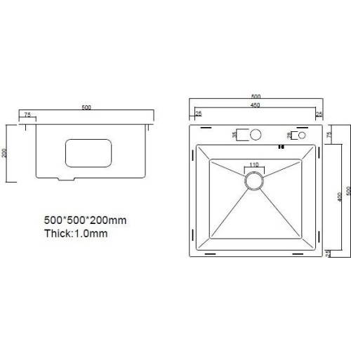 Кухонная мойка ARFEKA ECO AR 500*500 SATIN DECOR