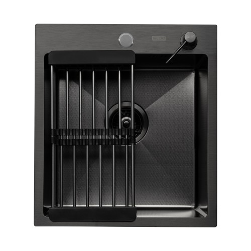 Кухонная мойка ARFEKA ECO AR 450*500, коландер, дозатор BLACK DECOR +CL AR+DS AR
