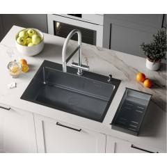 Кухонная мойка Roxen Simple 560220-70B (набор с коландером и дозатором)