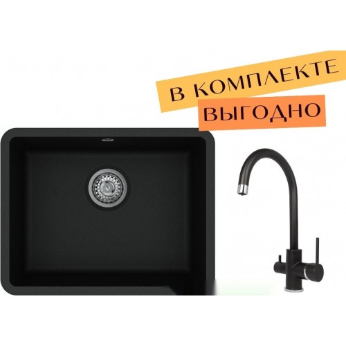 Кухонная мойка AquaSanita Arca SQA102 + Sabiaduo 2963 (черный металлик 601)