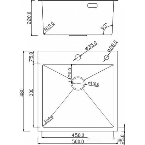 Кухонная мойка Roxen Simple 560220-50B PVD оружейная сталь (с коландером и дозатором)