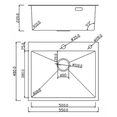 Кухонная мойка Roxen Simple 560220-55B PVD оружейная сталь(с коландером и дозатором)