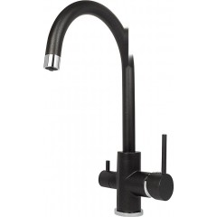 Кухонная мойка AquaSanita Fast SQF 102 + cмеситель Sabiaduo 2963 (черный металлик 601)