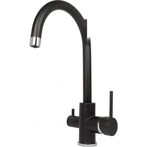 Кухонная мойка AquaSanita Fast SQF 102 + cмеситель Sabiaduo 2963 (черный металлик 601)