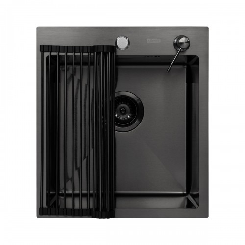 Кухонная мойка ARFEKA ECO AR 450*500 роллер-мат, дозатор BLACK +RM AR+DS AR