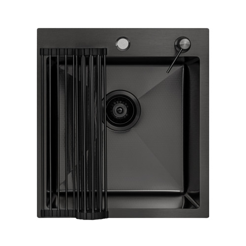 Кухонная мойка ARFEKA ECO AR 450*500 роллер-мат, дозатор BLACK DECOR +RM AR+DS AR