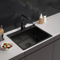 Кухонная мойка ARFEKA Eco AR 600*500 Black PVD Nano Decor Volcanic Rock