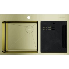 Кухонная мойка Omoikiri Akisame 86-2 Side lg (светлое золото)
