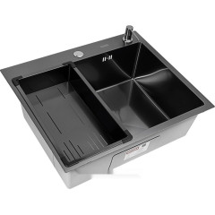 Кухонная мойка ARFEKA Eco AR мойка 600*500, коландер G, дозатор Black Decor Millet +CL AR G+DS AR