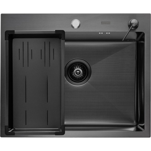 Кухонная мойка ARFEKA Eco AR мойка 600*500, коландер G, дозатор Black Decor Millet +CL AR G+DS AR