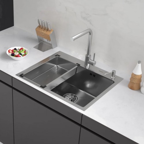 Кухонная мойка ARFEKA Eco AR мойка 600*500, коландер G, дозатор Satin +CL AR G+DS AR