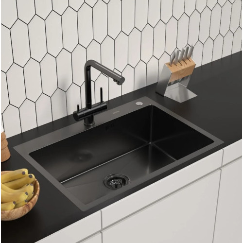 Кухонная мойка ARFEKA ECO AR 700*500 BLACK PVD NANO DECOR VOLCANIC ROCK