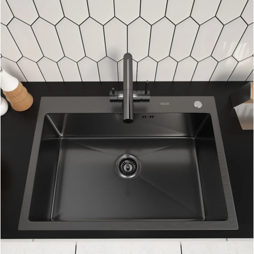 Кухонная мойка ARFEKA ECO AR 700*500 BLACK PVD NANO DECOR VOLCANIC ROCK