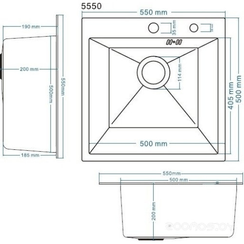 Кухонная мойка Schtoff Best Decor Silver 5550 + коландер металл K-1 BLACK + дозатор SD-1 SILVER