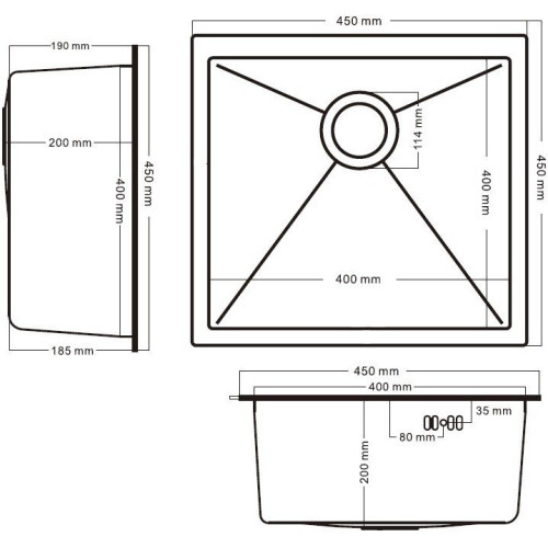Кухонная мойка Schtoff Undermount Best Decor Silver 4545 + коландер K-1 BLACK + дозатор SD-1 SILVER