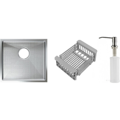 Кухонная мойка Schtoff Undermount Best Decor Silver 4545 + коландер KR-1 GREY + дозатор SD-1 SILVER