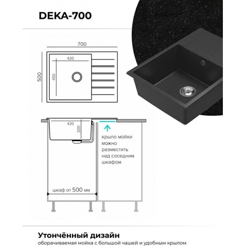 Кухонная мойка Polygran Deka 700 (черный)