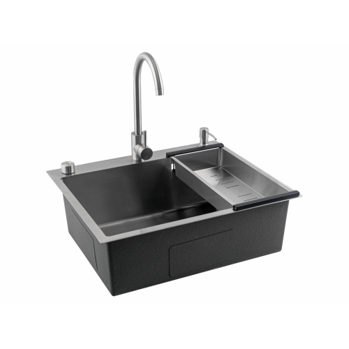 Кухонная мойка FUTUR FK 6050 Eco Embossing Pop-up Mixer plus (Satin)