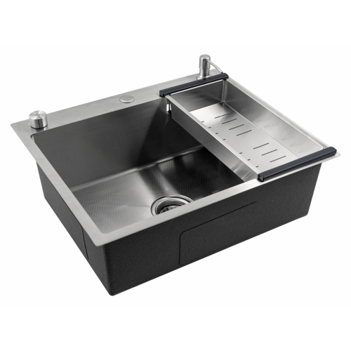 Кухонная мойка FUTUR FK 6050 Eco Embossing Pop-up Mixer plus R86.41.05 (Satin)
