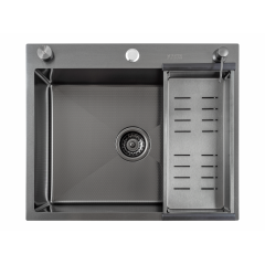 Кухонная мойка FUTUR FK 5050 Eco Embossing Pop-up Standart (Black Nano)